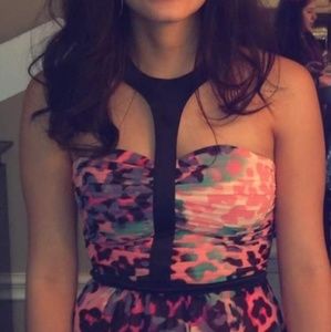 Bebe multiple watercolor leopard print dress